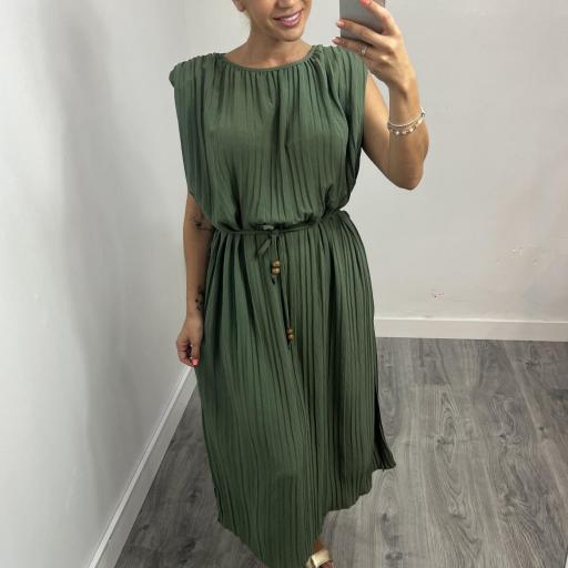 Vestido Mujer Plisado Naomi verde