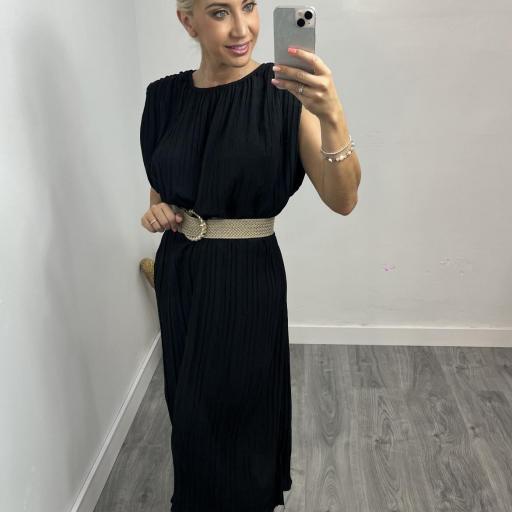 Vestido Mujer Plisado negro