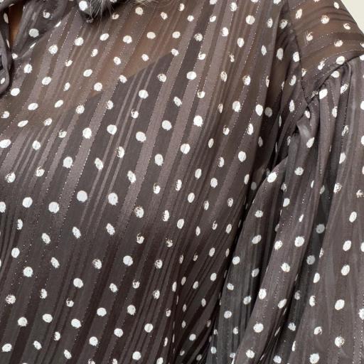 Blusa Amore de Lunares con Manga Francesa |Marrón  [1]