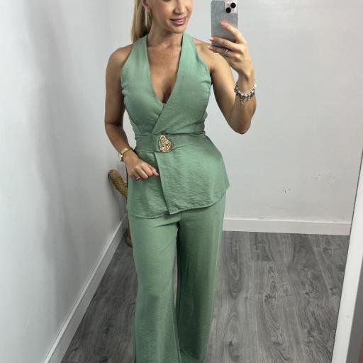 Conjunto Mujer Top y Pantalón Manila verde agua