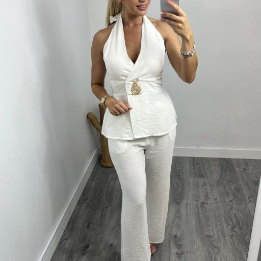Conjunto Mujer Top y Pantalón Manila Blanco