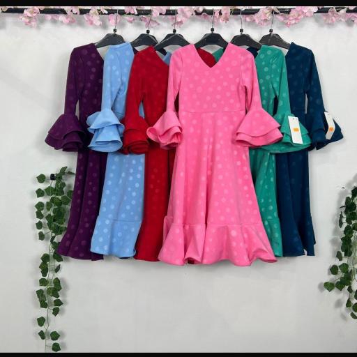 Bata Rociera  Niña de Lunares con Escote en V y Tejido Elástico Marea [1]