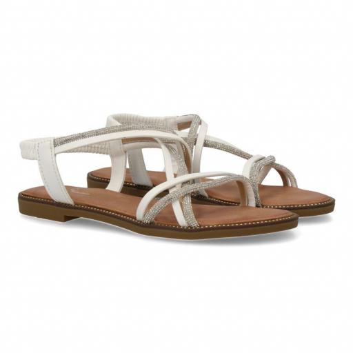 Sandalias planas blancas con brillantes para mujer Genoa [1]