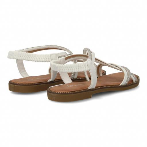 Sandalias planas blancas con brillantes para mujer Genoa [2]