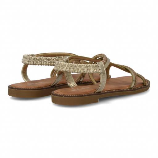 Sandalias planas camel con brillantes para mujer Genoa [1]