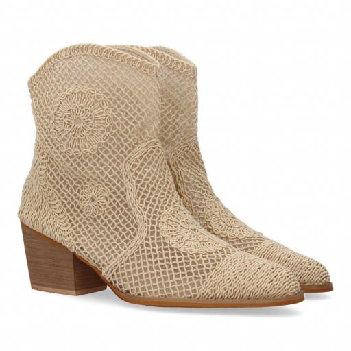 Botines de tacón  diseño calado Siomar Beige