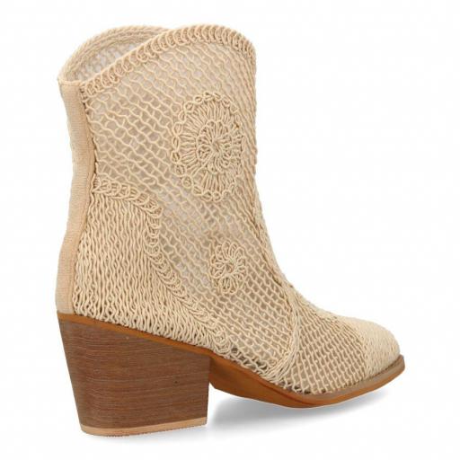 Botines de tacón  diseño calado Siomar Beige [2]