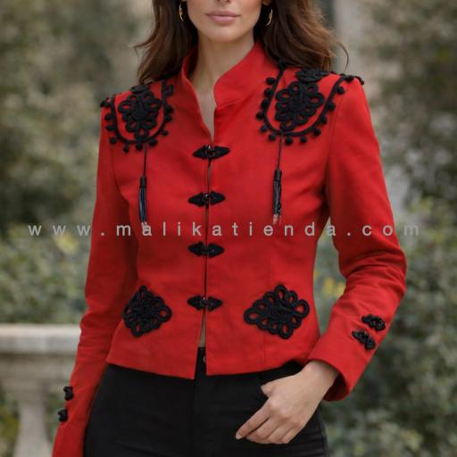 Chaqueta Torera  Bordada Flamenca rojo