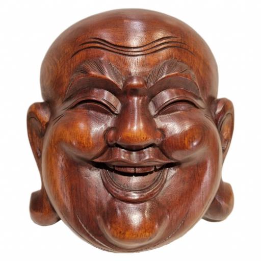 Máscara de Buda Chino | Buda Feliz | Happy Buddha de madera 