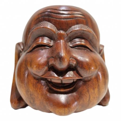 Cabeza de Buda Chino | Buda Feliz | Happy Buddha de madera 