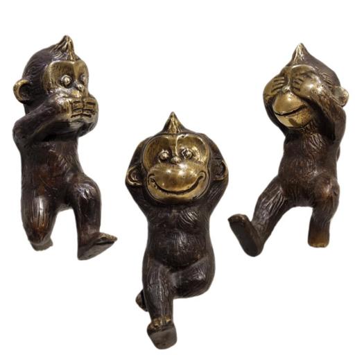 3 Monos Sabios de bronce | Colgador | Ver, Oír y Callar | Three Wise Monkey