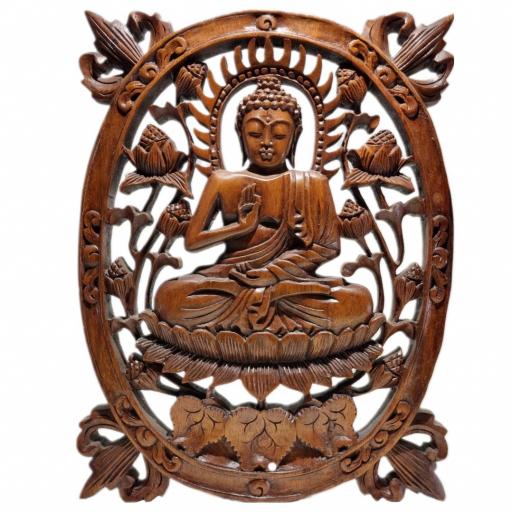 Plafón de Buda tallado en madera
