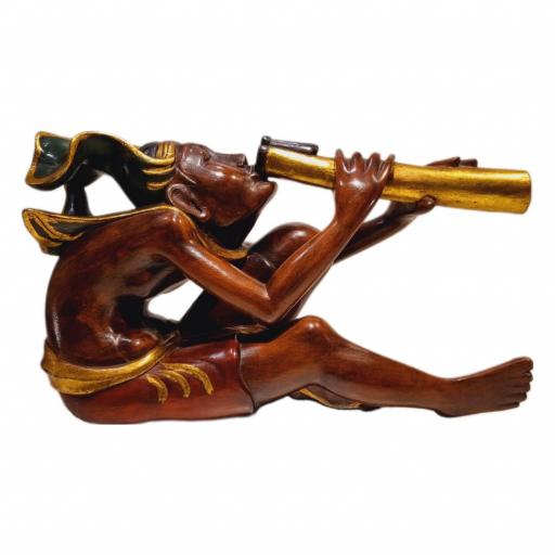 Hombre Balinés de madera | Flautista Suling [0]