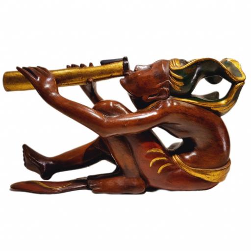 Hombre Balinés de madera | Flautista Suling [1]