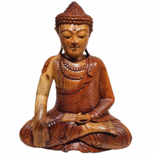 Buda de madera "Bhumisparsha Mudra"