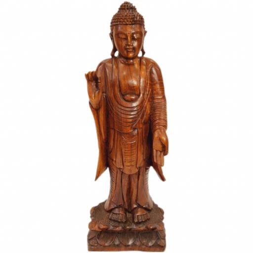Buda de pie de madera "Abhaya Mudra"