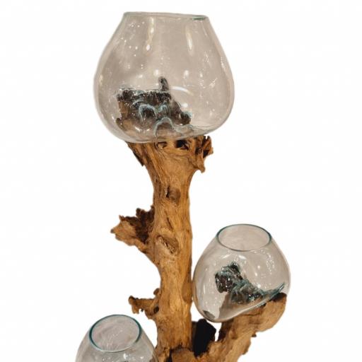 Jarrón de cristal con base de madera [2]