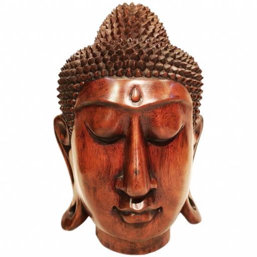 Cabeza de Buda de madera