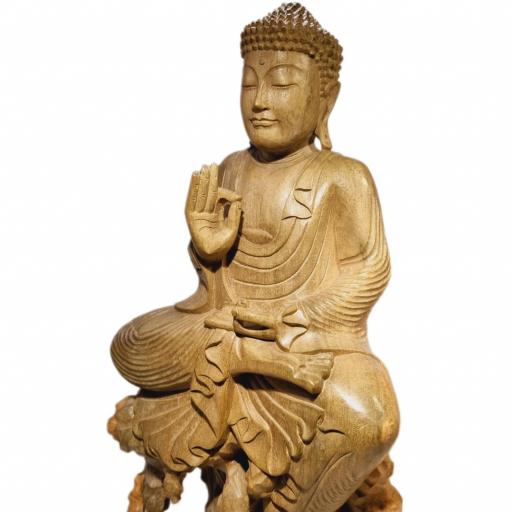 Buda de madera natural "Vitarka Mudra" [1]