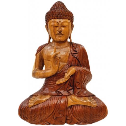 Buda de madera "Dharmachakra Mudra"