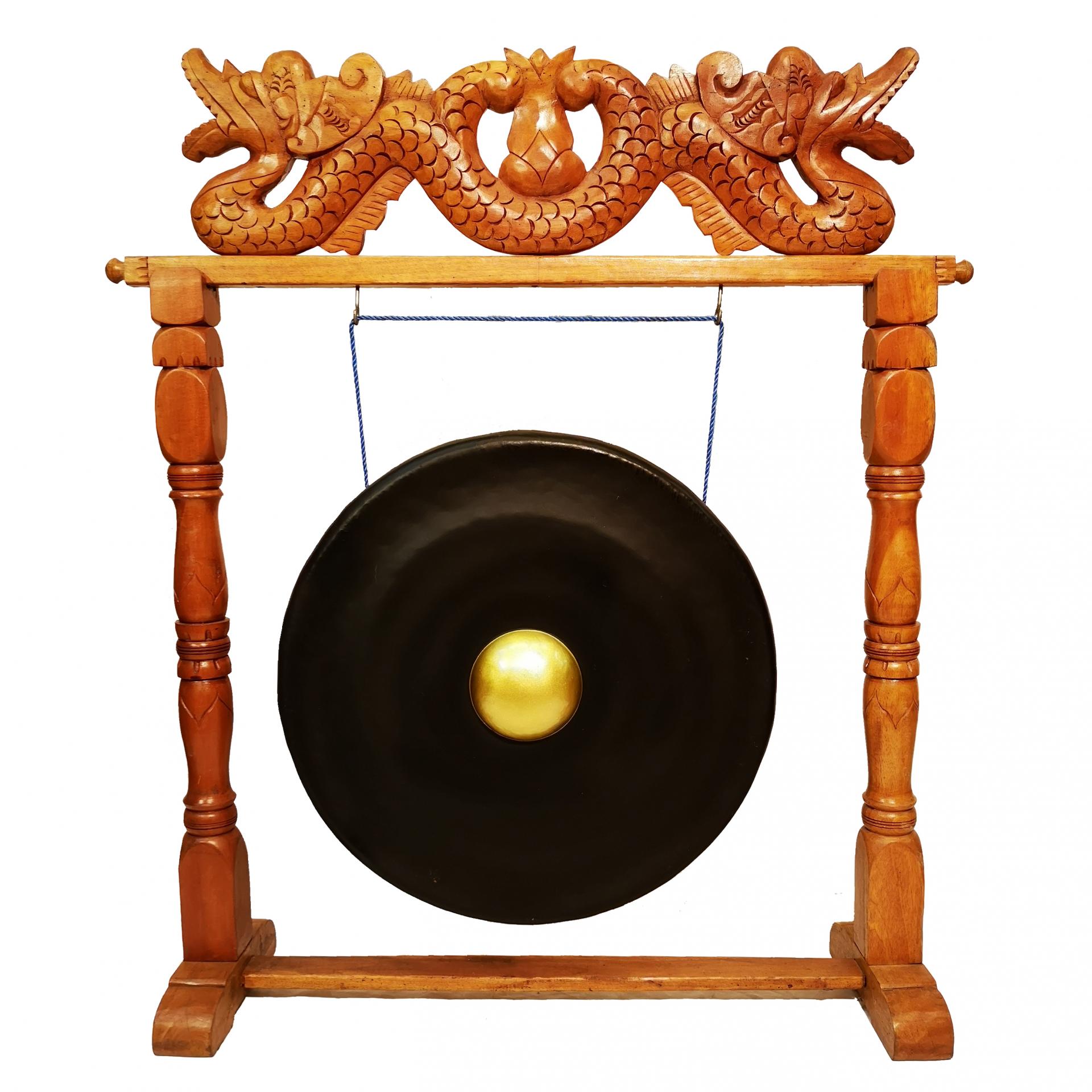 Gong con soporte de madera