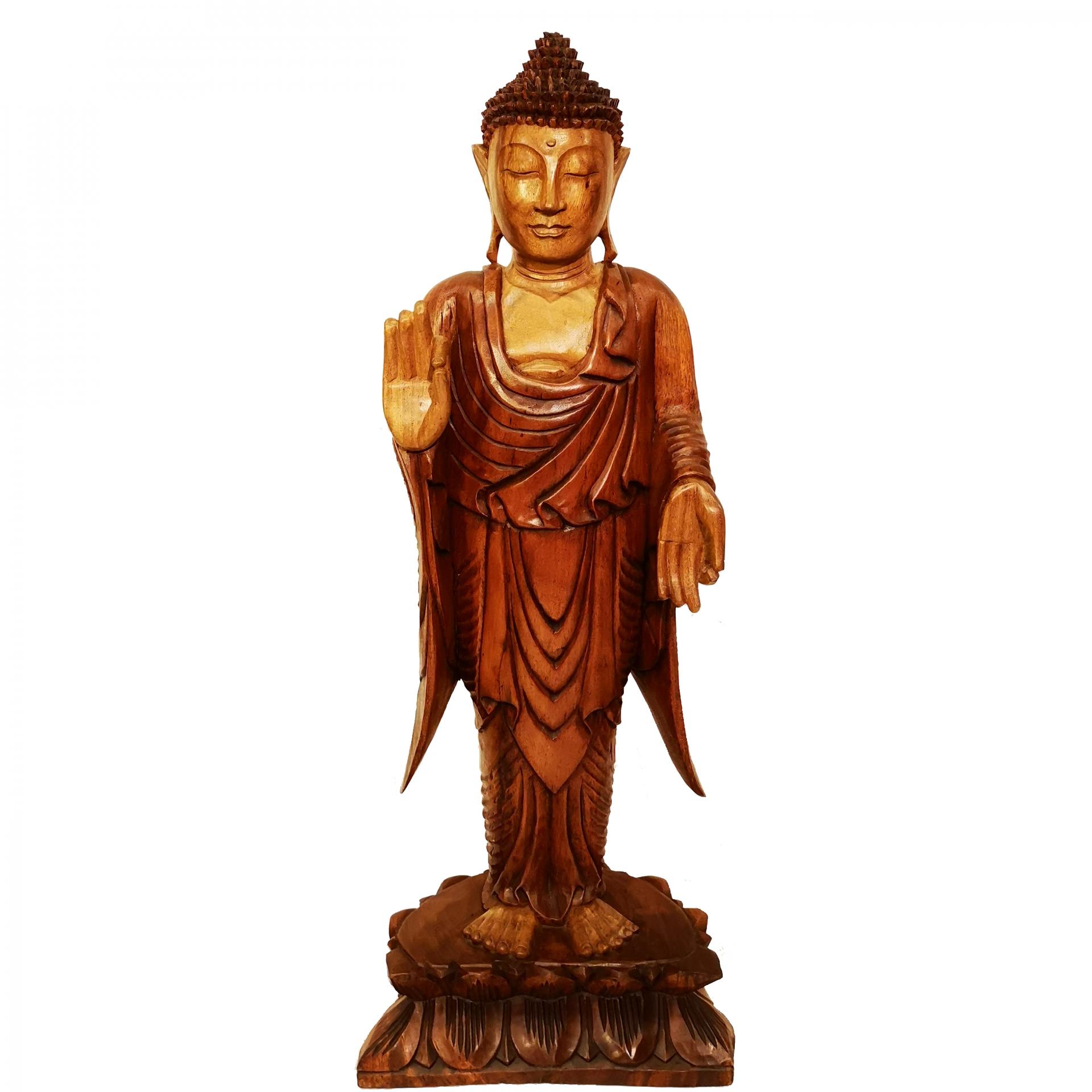 Buda de madera "Abhaya Mudra"