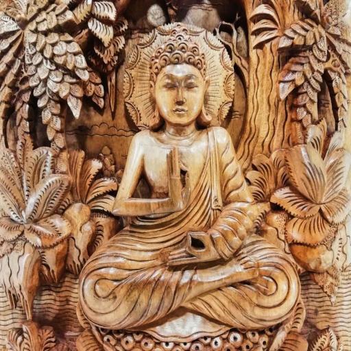 Plafón de Buda tallado en madera [2]