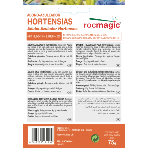 Abono azulador de hortensias RocMagic [1]