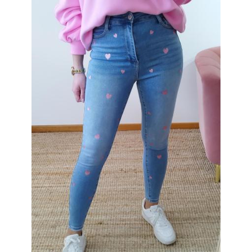 Jeans Glitter pink heart [1]