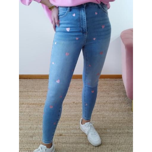 Jeans Glitter pink heart