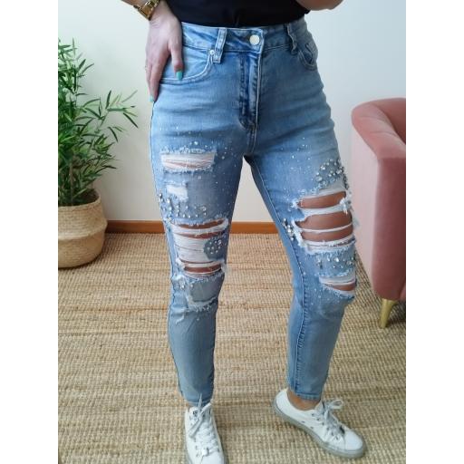 Jeans Mom Fit pedras jóia [1]