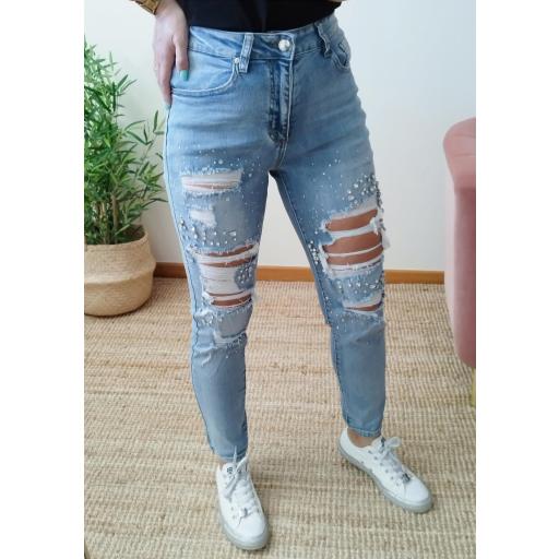 Jeans Mom Fit pedras jóia [0]