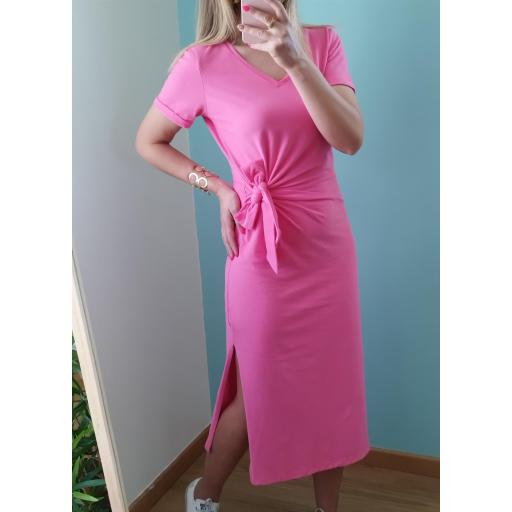 Vestido algodão rosa