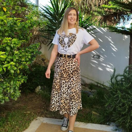 Saia midi animal print