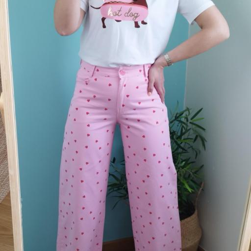 Jeans Rosa corações