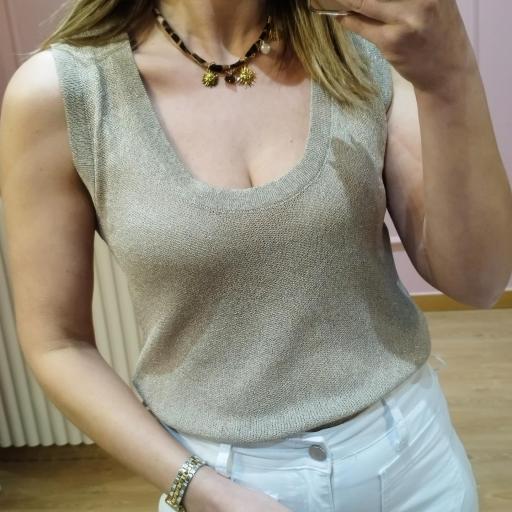Top malha dourado