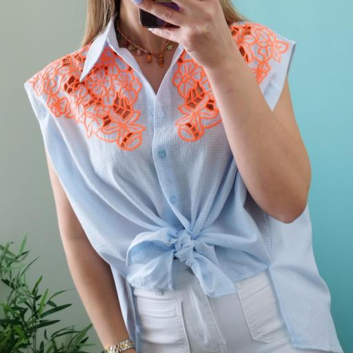 Blusa bordada Flúor