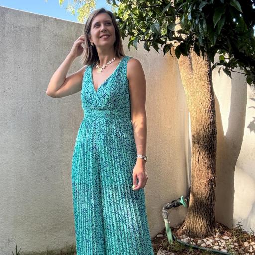 Jumpsuit plissado turquesa [1]