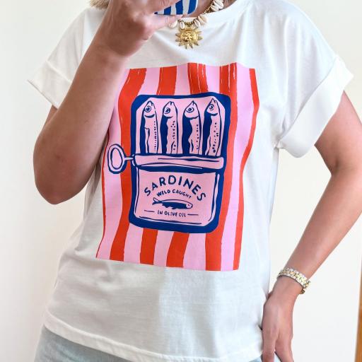 T-shirt branca Sardines [1]
