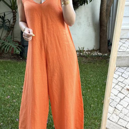 Jumpsuit linho laranja