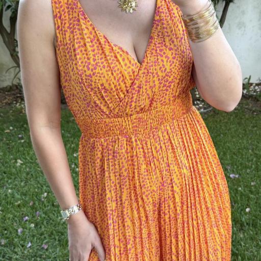 Jumpsuit Plissado laranja