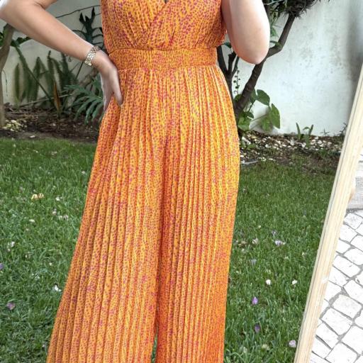 Jumpsuit Plissado laranja [2]