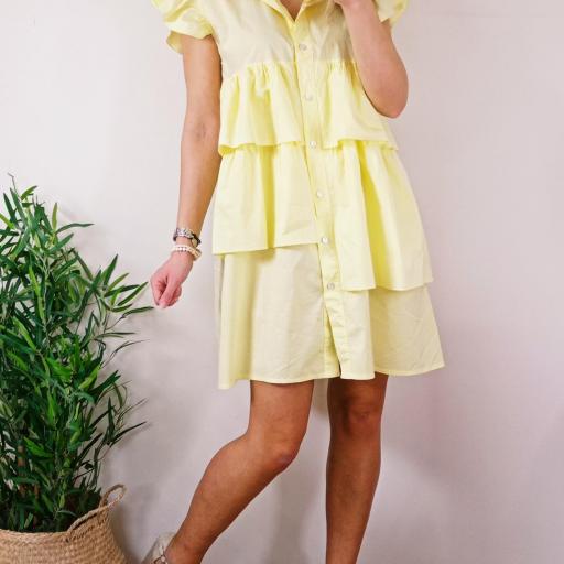 Vestido algodão folhos amarelo [1]