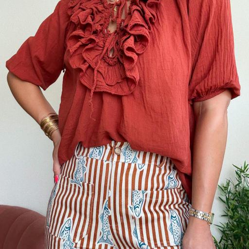 Blusa folhos telha [2]
