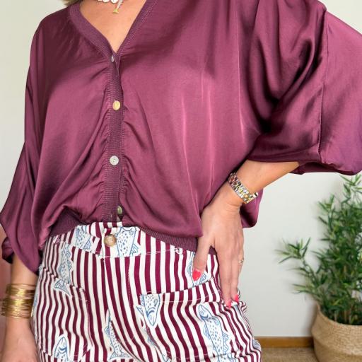Blusa/casaco acetinado bordô [1]