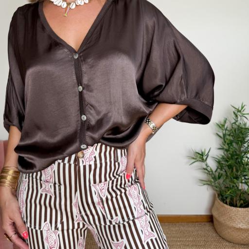 Blusa/ casaco acetinado choco [1]