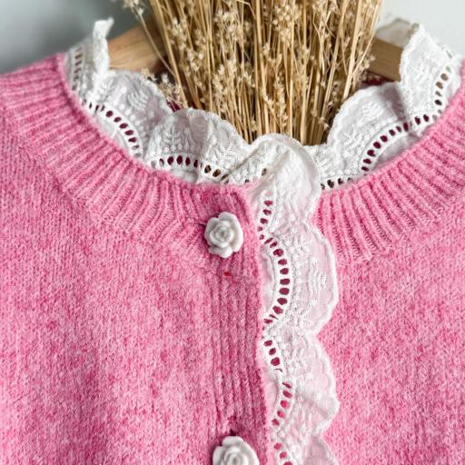 Cardigan rosa bordado flor [1]