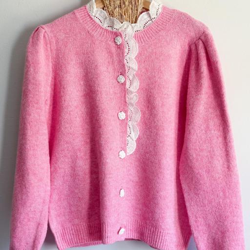 Cardigan rosa bordado flor [0]