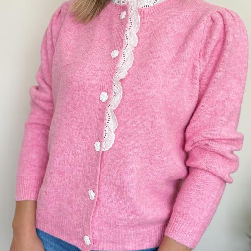 Cardigan rosa bordado flor [1]