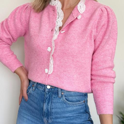 Cardigan rosa bordado flor [2]